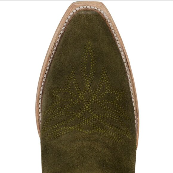 Lane Sandaga Midi Cowboy Boots in Olive Suede Size 7.5B with Box - Picture 6 of 15